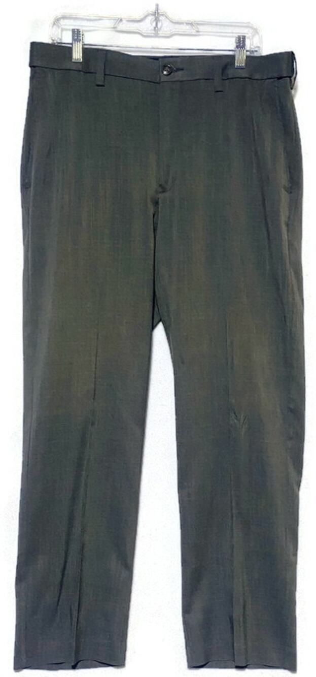 Savane Men's Brown Polyester Flat Front Dress Pants 34x30